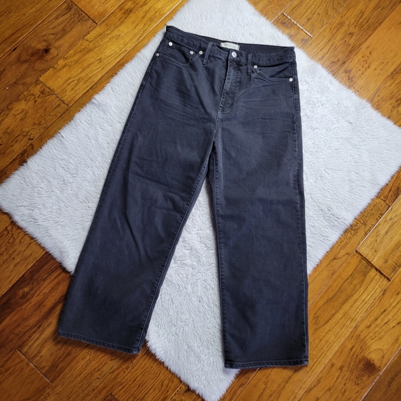 Madewell Denim - Madewell Slim Wide-Leg Crop Jeans Women's 31 Charcoal Gray Black High Rise